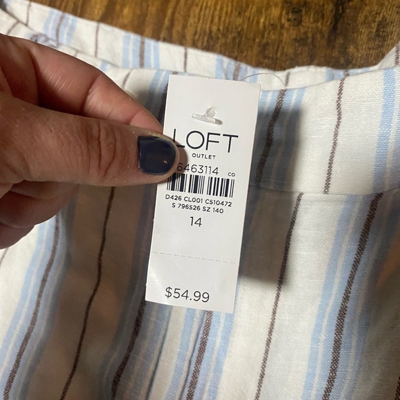 LOFT Linen Blend Striped 5" Shorts Size 14 NWT - Picture 3 of 8